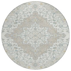 Machine Washable Indoor/Outdoor Chantille ACN2486 Ivory 8' x 8' Round Rug