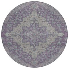 Machine Washable Indoor/Outdoor Chantille ACN2486 Purple 8' x 8' Round Rug