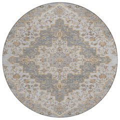 Machine Washable Indoor/Outdoor Chantille ACN2486 Gray 8' x 8' Round Rug