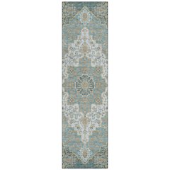Machine Washable Indoor/Outdoor Chantille ACN2486 Teal 2'3" x 7'6" Runner Rug