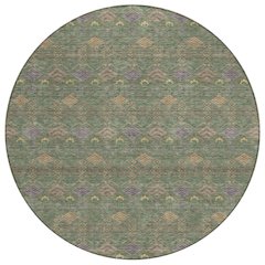 Machine Washable Indoor/Outdoor Chantille ACN2487 Green 8' x 8' Round Rug