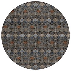 Machine Washable Indoor/Outdoor Chantille ACN2487 Black 8' x 8' Round Rug