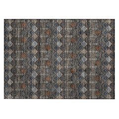 Machine Washable Indoor/Outdoor Chantille ACN2487 Black 1'8" x 2'6" Rug