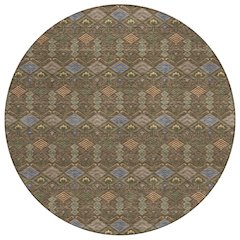 Machine Washable Indoor/Outdoor Chantille ACN2487 Brown 8' x 8' Round Rug