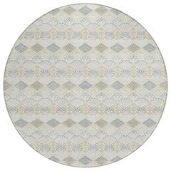 Machine Washable Indoor/Outdoor Chantille ACN2487 Ivory 8' x 8' Round Rug