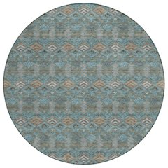 Machine Washable Indoor/Outdoor Chantille ACN2487 Teal 8' x 8' Round Rug