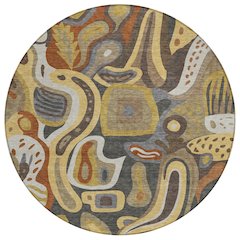 Machine Washable Indoor/Outdoor Chantille ACN2488 Brown 8' x 8' Round Rug