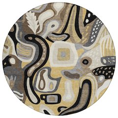 Machine Washable Indoor/Outdoor Chantille ACN2488 Gold 8' x 8' Round Rug