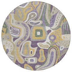 Machine Washable Indoor/Outdoor Chantille ACN2488 Purple 8' x 8' Round Rug
