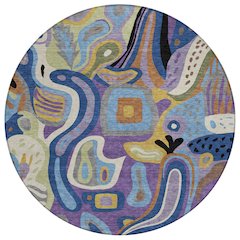 Machine Washable Indoor/Outdoor Chantille ACN2488 Purple 8' x 8' Round Rug
