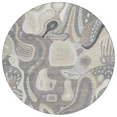 Machine Washable Indoor/Outdoor Chantille ACN2488 Brown 8' x 8' Round Rug