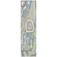 Machine Washable Indoor/Outdoor Chantille ACN2488 Teal 2'3" x 7'6" Runner Rug