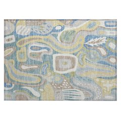 Machine Washable Indoor/Outdoor Chantille ACN2488 Teal 1'8" x 2'6" Rug