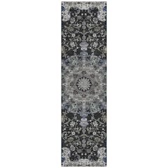 Machine Washable Indoor/Outdoor Chantille ACN2489 Black 2'3" x 7'6" Runner Rug