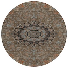 Machine Washable Indoor/Outdoor Chantille ACN2489 Brown 8' x 8' Round Rug