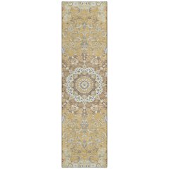 Machine Washable Indoor/Outdoor Chantille ACN2489 Gold 2'3" x 7'6" Runner Rug