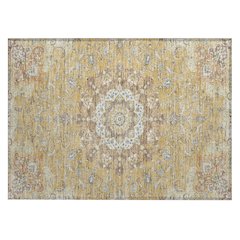 Machine Washable Indoor/Outdoor Chantille ACN2489 Gold 1'8" x 2'6" Rug