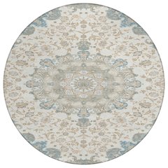 Machine Washable Indoor/Outdoor Chantille ACN2489 Ivory 8' x 8' Round Rug
