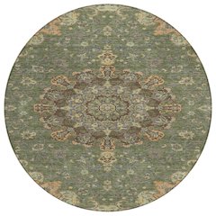 Machine Washable Indoor/Outdoor Chantille ACN2489 Green 8' x 8' Round Rug