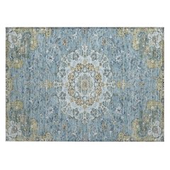 Machine Washable Indoor/Outdoor Chantille ACN2489 Teal 1'8" x 2'6" Rug