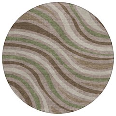 Machine Washable Indoor/Outdoor Chantille ACN2490 Brown 8' x 8' Round Rug