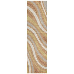 Machine Washable Indoor/Outdoor Chantille ACN2490 Orange 2'3" x 7'6" Runner Rug
