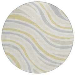 Machine Washable Indoor/Outdoor Chantille ACN2490 Ivory 8' x 8' Round Rug