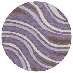 Machine Washable Indoor/Outdoor Chantille ACN2490 Purple 8' x 8' Round Rug