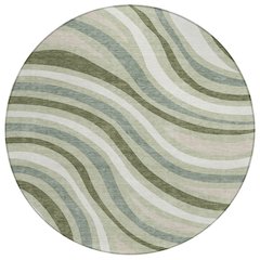 Machine Washable Indoor/Outdoor Chantille ACN2490 Green 8' x 8' Round Rug