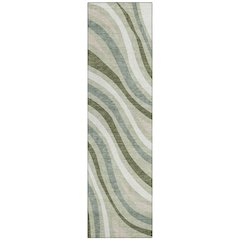 Machine Washable Indoor/Outdoor Chantille ACN2490 Green 2'3" x 7'6" Runner Rug