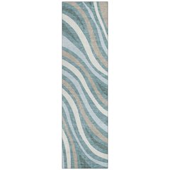 Machine Washable Indoor/Outdoor Chantille ACN2490 Teal 2'3" x 7'6" Runner Rug