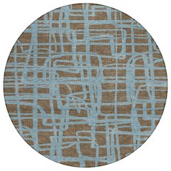 Machine Washable Indoor/Outdoor Chantille ACN2491 Brown 8' x 8' Round Rug