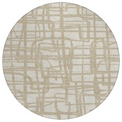 Machine Washable Indoor/Outdoor Chantille ACN2491 Ivory 8' x 8' Round Rug