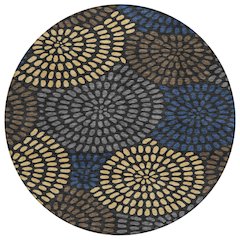 Machine Washable Indoor/Outdoor Chantille ACN2492 Black 8' x 8' Round Rug