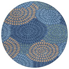 Machine Washable Indoor/Outdoor Chantille ACN2492 Blue 8' x 8' Round Rug