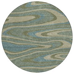 Machine Washable Indoor/Outdoor Chantille ACN2493 Green 8' x 8' Round Rug