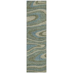 Machine Washable Indoor/Outdoor Chantille ACN2493 Green 2'3" x 7'6" Runner Rug