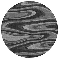 Machine Washable Indoor/Outdoor Chantille ACN2493 Black 8' x 8' Round Rug