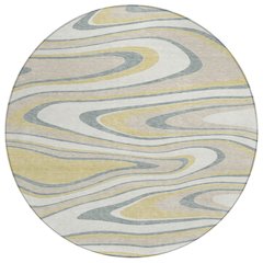 Machine Washable Indoor/Outdoor Chantille ACN2493 Ivory 8' x 8' Round Rug