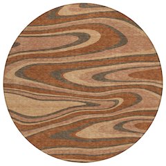 Machine Washable Indoor/Outdoor Chantille ACN2493 Orange 8' x 8' Round Rug