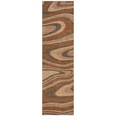 Machine Washable Indoor/Outdoor Chantille ACN2493 Orange 2'3" x 7'6" Runner Rug