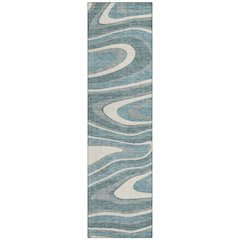 Machine Washable Indoor/Outdoor Chantille ACN2493 Teal 2'3" x 7'6" Runner Rug