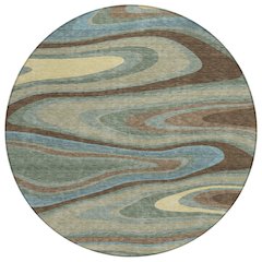 Machine Washable Indoor/Outdoor Chantille ACN2494 Green 8' x 8' Round Rug