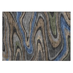 Machine Washable Indoor/Outdoor Chantille ACN2494 Black 1'8" x 2'6" Rug