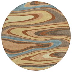 Machine Washable Indoor/Outdoor Chantille ACN2494 Gold 8' x 8' Round Rug