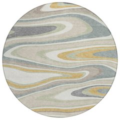 Machine Washable Indoor/Outdoor Chantille ACN2494 Ivory 8' x 8' Round Rug