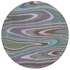 Machine Washable Indoor/Outdoor Chantille ACN2494 Purple 8' x 8' Round Rug