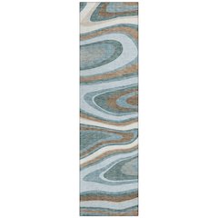 Machine Washable Indoor/Outdoor Chantille ACN2494 Teal 2'3" x 7'6" Runner Rug