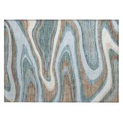 Machine Washable Indoor/Outdoor Chantille ACN2494 Teal 1'8" x 2'6" Rug