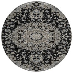 Machine Washable Indoor/Outdoor Chantille ACN2495 Black 8' x 8' Round Rug